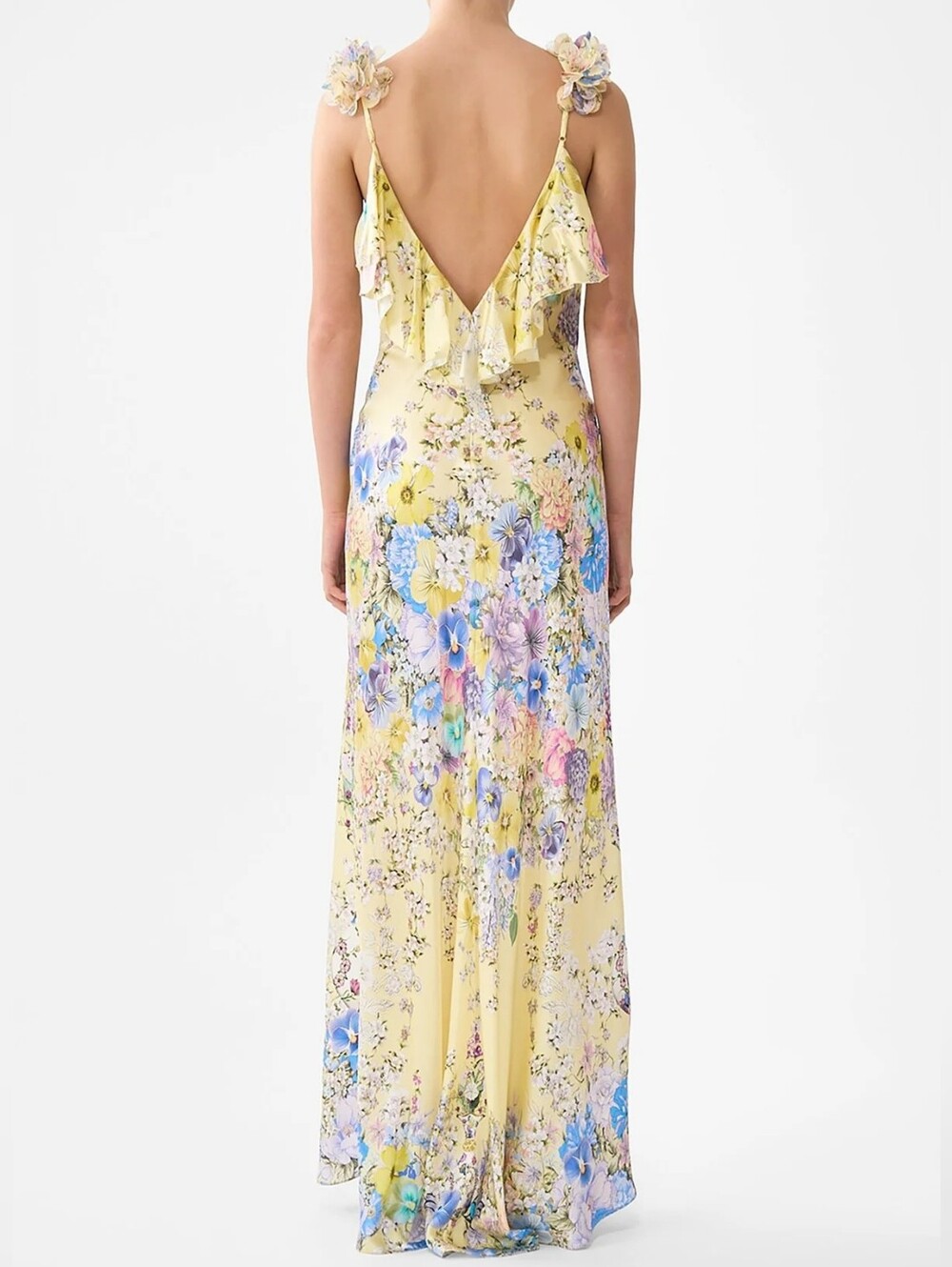 CAMILLA Appliqued embellished floral-print silk-satin maxi dress - Picture 4 of 16